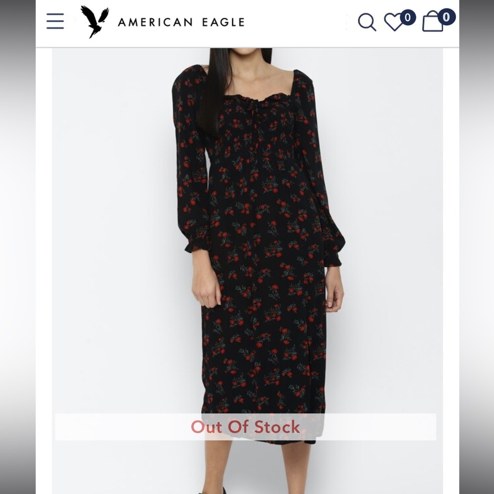 American Eagle Women Black Crew Neck Babydoll Dress